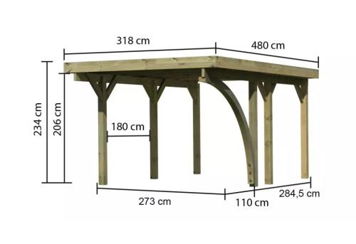 carport KARIBU CLASSIC 1B 61950 ocelové střešní plechy