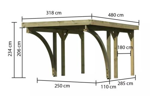 carport KARIBU CLASSIC 1C 61966 ocelové střešní plechy