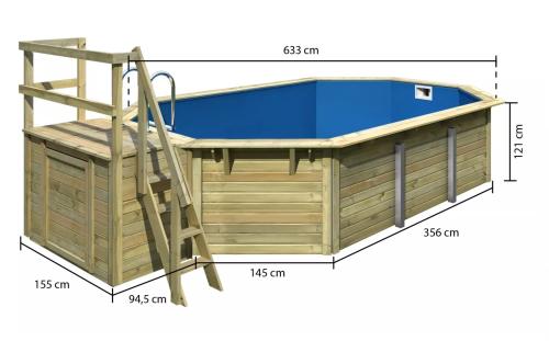 bazén KARIBU model X4 včetně malé terasy (39062) 6,1 x 4,0 m