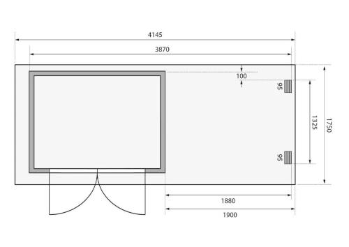 drevený domček KARIBU GLUCKSBURG 2 + prístavok 190 cm (83230) terragrau