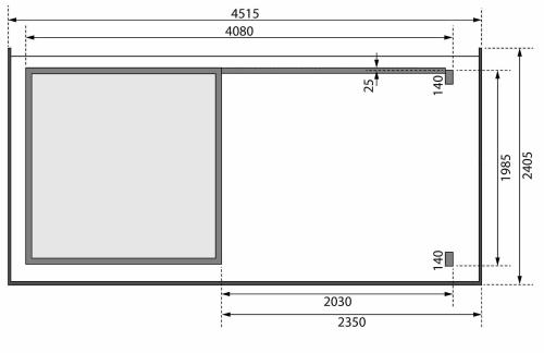 drevený domček KARIBU KANDERN 1 + prístavok 235 cm vrátane zadnej steny (23607) natur