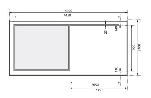 drevený domček KARIBU KANDERN 2 + prístavok 235 cm vrátane zadnej steny (23610) natur