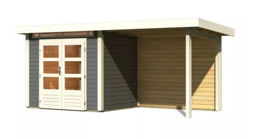 drevený domček KARIBU KANDERN 2 + prístavok 235 cm vrátane zadnej steny (23611) terragrau