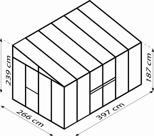 skleník VITAVIA ATHENA 10200 sklo 3 mm + PC 10 mm stříbrný