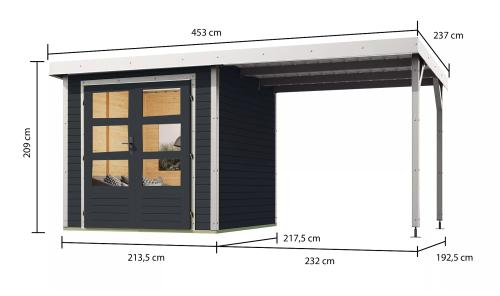 hybridný domček KARIBU JUPITER C (93429) antracit / biely