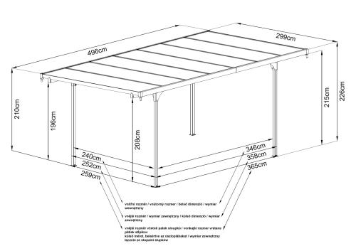 hliníková pergola LANITPLAST ALU 53 antracit + bronz PC