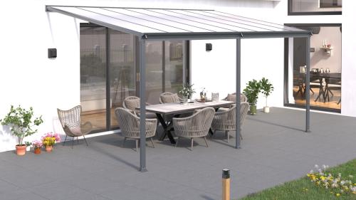 hliníková pergola LANITPLAST WALL 43 FSX antracit + čirý PC