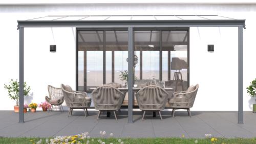 hliníková pergola LANITPLAST WALL 43 FSX antracit + čirý PC