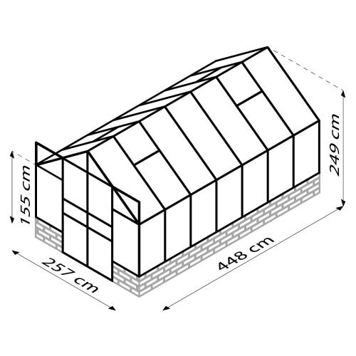 skleník VITAVIA CASSANDRA 11500 čiré sklo 3 mm černý
