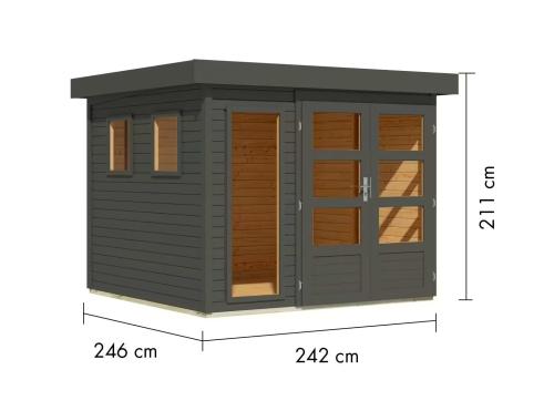 drevený domček KARIBU LAHAR 3,5 (11505) terragrau
