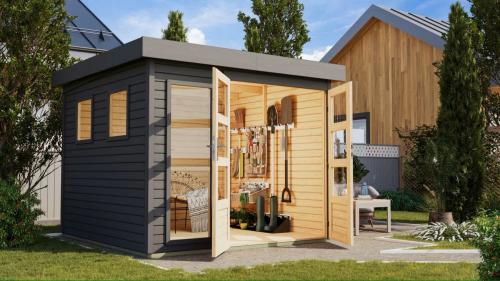 drevený domček KARIBU LAHAR 3,5 (11505) terragrau