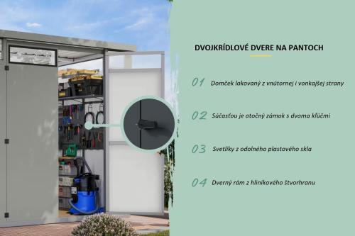 plechový domček KARIBU OSTEN 3 (12512) sivý
