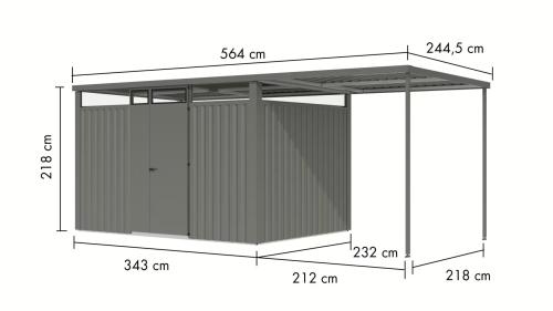 plechový domek KARIBU OSTEN 3 (12522) šedý
