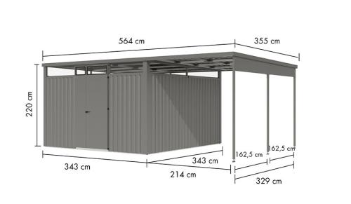 plechový domek KARIBU OSTEN 3,5 (12524) šedý