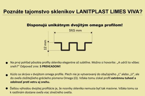 skleník LANITPLAST LIMES Viva V6/4 1,97x4 m číre sklo 3 mm