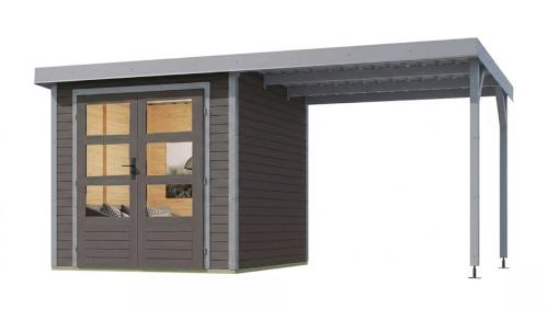 hybridný domček KARIBU JUPITER 2B (12339) terragrau / svetlo sivý + prístavok 219 cm