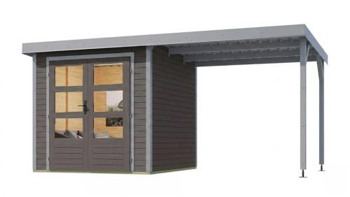 hybridný domček KARIBU JUPITER 3B (12360) terragrau / svetlo sivý + prístavok 219 cm