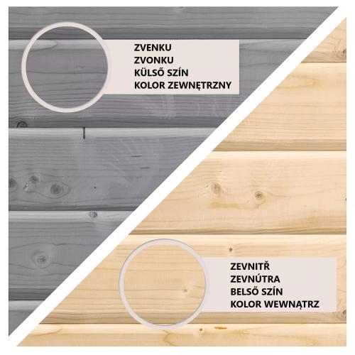 hybridný domček KARIBU JUPITER 3D (12370) svetlo sivý / antracit + prístavok 219 cm