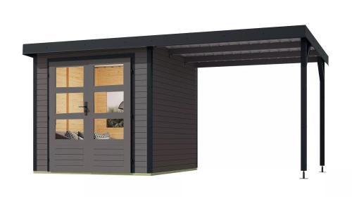 hybridný domček KARIBU JUPITER 3,5B (12376) terragrau / antracit + prístavok 219 cm