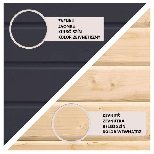 hybridný domček KARIBU JUPITER 3,5C (12378) antracit / svetlo sivý + prístavok 219 cm